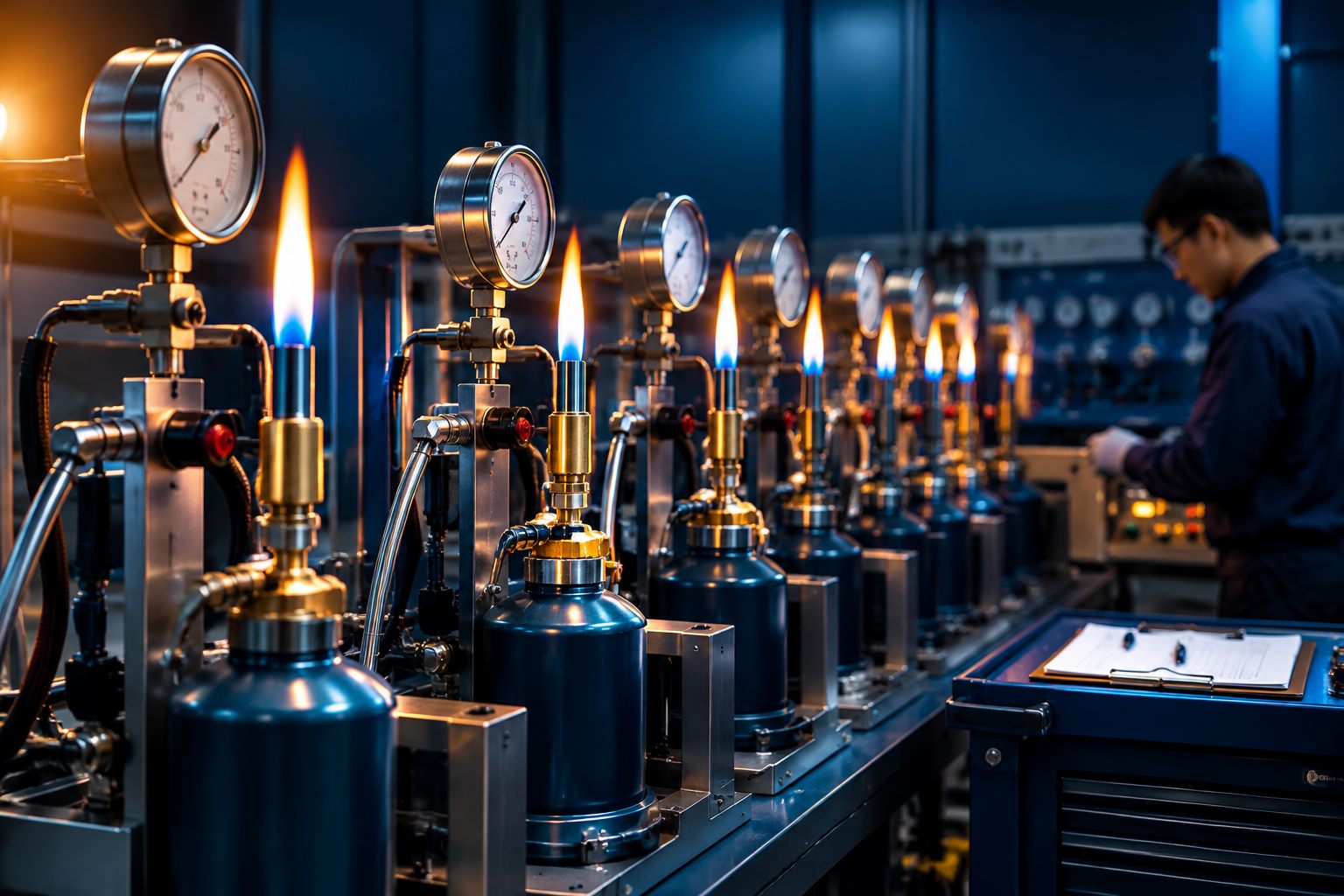 Quality inspection of gas torches before packing
