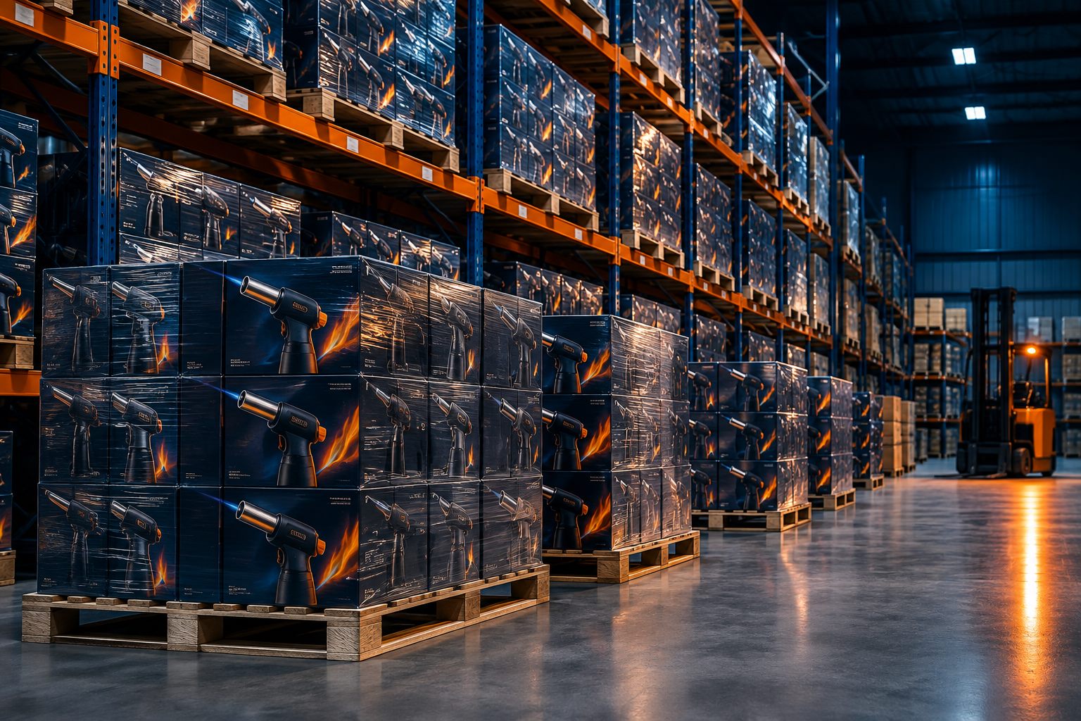 Packed export cartons in the factory warehouse